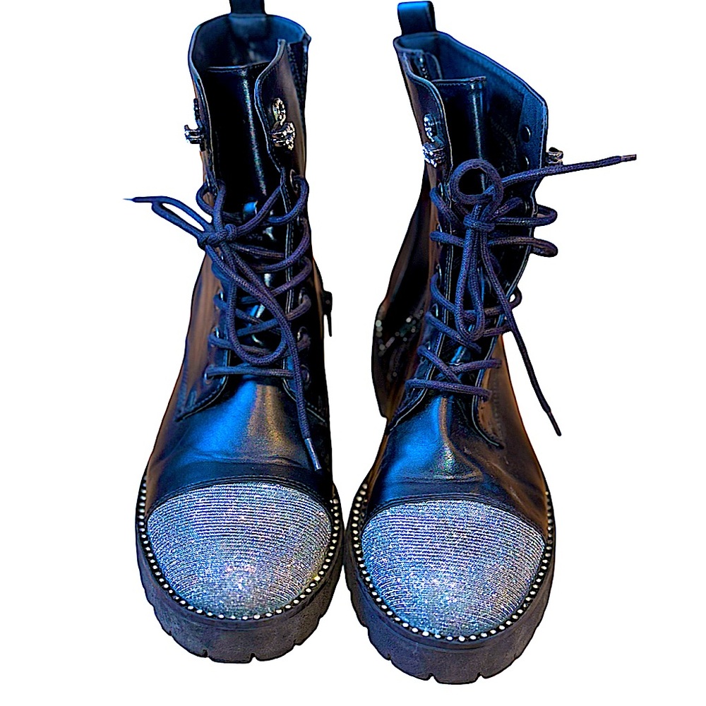 NWOT Women’s EU 39 chunky heel glitter boots - Picture 2 of 7